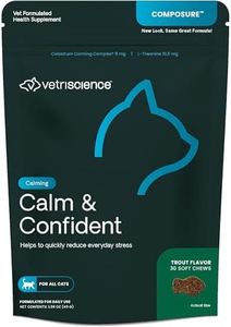 VetriScience Composure Cat Calming Chews - Clinically Supported Cat Anxiety Relief Supplement for Stress, Grooming, Vet Visits, Separation & More - 30 Count, Trout Flavor