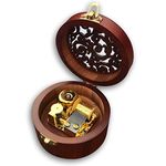 BinkeGG Wooden Hollow Out Circular Wind up Music Box with Sankyo Musical Mechanism Tune: You are My Sunshine