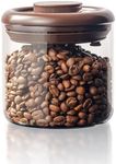 Tourdeus Borosilicate Glass Coffee Jar 600 ml – Pop Top Airtight Coffee Canister with CO2-Release Valve, 7 oz Coffee Container for Ground Coffee