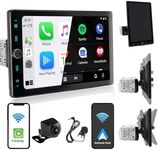 Alondy Single Din Car Stereo with Touchscreen (10.4" Rotatable) Compatible with [Wireless] Apple CarPlay/Android Auto Bluetooth AM/FM/RDS Radio USB AUX SD Backup Camera Mic