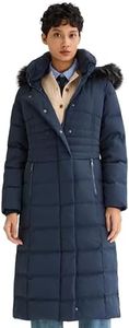 Orolay Women's Long Puffer Down Coat Warm Maxi Jacket with Hood Navy XL