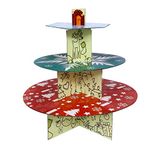 Madhav Enterprises 3 Tier Round Cupcake Stand | Multicolor Empty Paperboard Cupcake | Stand Cupcake Paper Tier Cardboard Stand for Pastries Cookies Birthday Party Cupcake