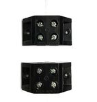 60A 2 Way Bakelite Connector Strip Black Screw Terminal Connection Block Wire Connector (Pack of 2)