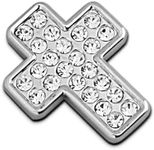 NewL Automotive Bling Bling 3D Crystal Cross Shape Diamond Metal Letters Emblem Badge (Silver Cross)