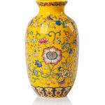 Qinlang 6 in Small Yellow Flower Vase for Home Decor, Ceramic Bud Vase for Flowers - Bouquet Vase