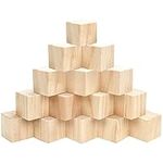 BELLE VOUS 15 Pack Large Wooden Cubes - 5 x 5 x 5cm (2 x 2 x 2 inch) Wood Cubes - Unfinished Pine Wood Blocks - Educational Craft Cubes for DIY, Stamps, Art & Crafts, Puzzles, Numbers