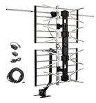 McDuory Digital HDTV Outdoor Amplified Antenna - 150 Miles Range - Mounting Pole & 40 feet RG6 Coaxial Cable Included - Optimized Performance in UHF & VHF - Tools Free Installation