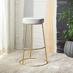 Dence Store Perfect Dining Chairs for Kitchen Islands, These Velvet Counter stools are upholstered, Round-Height, and Have a footrest. They are a Modern bar Chair Set.Light Grey Gold