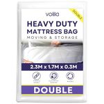 Double Mattress Cover for Moving - 1 Pack Reusable Waterproof Mattress Bags for Moving, Storage and Protect Beds from Stains, Dust, and Pest Damage - 230 x 170 x 30cm Mattress Bag (92.5gsm)…