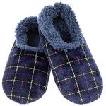 Snoozies! Men's Velour Fleece Lined Men’s House Slippers - Super Soft with Non-Slip Sole - sizes from 6-11 (Navy, medium)