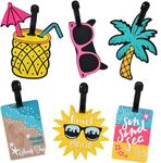 HUIANER Unique Cute Luggage Tags for Women Men, Travel Suitcase Tags Summer Beach Luggage Tags Series Identify Label with Loop 6Pcs