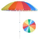 MEWAY 6.5ft Beach Umbrella with Sand Anchor & Tilt Mechanism, Portable UV 50+ Protection, Outdoor Sunshade Umbrella with Carry Bag, for Garden Beach Outdoor (Rainbow)