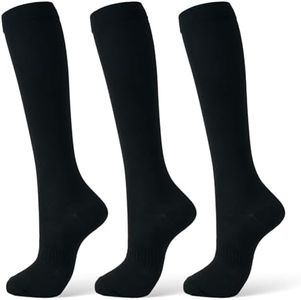 FITFEL Compression Socks for Women & Men 15-20 mmHg, Knee High Medical Support Stockings for Circulation, Nurses, Pregnancy, Running, Athletic & Travel(3 Pairs)