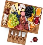 Royal Craft Wood Cheese Board and Knife Set - Charcuterie Board Set Unique Bamboo Cheese Board, Charcuterie Platter & Serving Tray