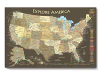 National Parks Map Poster with USA Travel Destinations - Brown Edition US Travel Map Wall Posters - National park checklist (30W x 20H inches)