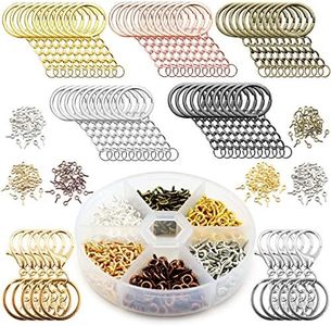 660pieces Keychain Rings Including 60pcs With Open Jump Rings With Chain, Eight Character Lobster Clasp Key Ring and 600pcs Small Screw Eye Pins Connector Accessories DIY Keychain Rings For Crafts Set