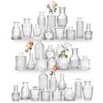 Sawoake 32 PCS Mini Bud Vases As Wedding Centerpieces for Tables,Clear Bud Vases for Flowers,Small Flower Vases Suitable for Birthday Party,Anniversary,Wedding Reception,Baby Shower (Clear-32PCS)