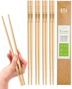 YUNDUOJIA 5 pairs of bamboo chopsticks can be reused, classic healthy high-quality natural bamboo chopsticks, can be washed in the dishwasher, 9.8 inches / 25 cm, (pattern: more than every year)