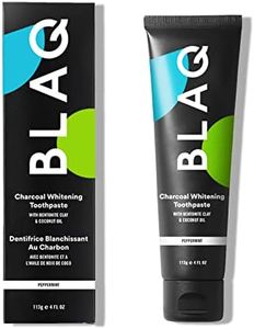 BLAQ Activated Charcoal Whitening Toothpaste - Organic Teeth Whitener Paste with Bentonite Clay, Coconut Oil and Peppermint - Fluoride and Gluten Free, Non-GMO