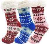 Sherpa Lined Slipper Socks, 3 Pairs