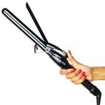 Le Angelique 1 inch Curling Iron with Clip - Professional 8" Extra Large Barrel for Big Long Hair | 1" 25mm Wide Thick Ceramic Curler Wand | Adjustable Temperature | Dual Voltage