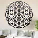 Kiwistar Flower of Life - Tree Wall Sticker in 6 Sizes - Wall Sticker - Decoration for Kitchen, Living Room, Bedroom, Bathroom (20 x 20 cm, 70_Black)