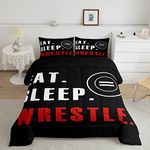 Wrestle Comforter Set Full Size Sports Theme Bedding Set for Kids Boys Girls Teens Room Wrestling Decor Comforter Super Soft Duvet Set 3Pcs