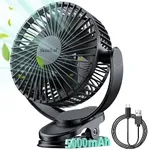 Svinkal Clip on Fan, 5000mAh USB Charging Portable Battery Fans, 6Inch Quiet USB Personal Desk Fan, 3 Speeds, 720° angle adjustment, Small Stroller Fan for home office dormitory.