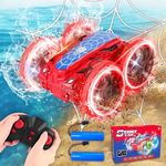 Fullware Spider Amphibious Remote Cars Toys for Man & Kids Age 2 3 5, RC Drift Car Radio Controlled, Offroad 180°Flip 360°Rotation LED Propeller Tires with 2 Batteries, Boys Toys Gift Birthday 4 6 7 8