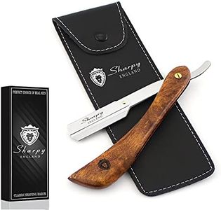 SHARPY Cut Throat Razor Kit - Wood Handle Straight Razor Men - Professional Barber Shaving Razor for Men - Moustache & Beard Shaving Kit