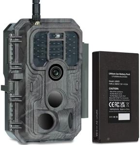 Meidase P200P Fototrappola Infrarossi Invisibili WiFi con Batteria al Litio Ricaricabile da 8000mAh, 64MP 1296P Vidéo, Animali Movimento Attivato Visione Notturna Esterna Fotocamera da Caccia App