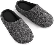 ULTRAIDEAS Men's Lightweight Cotton Slippers with Memory Foam and Soft Sole, Grey/Black, 7-8