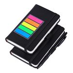 (2 Pack) Pocket Notebook Small Hardcover Writing Note Book 3" x 5.5", Sturdy Mini Ruled Lined Journal, Leather Cover, Flat 100 gsm Thick Paper, No Bleed, with Pen Holder, Bookmarks and Inner Pockets, Black