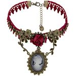 Eternity J. Vintage Princess Red Rose Lace Victorian Necklace Edwardian Vampire Gothic Choker Pendant