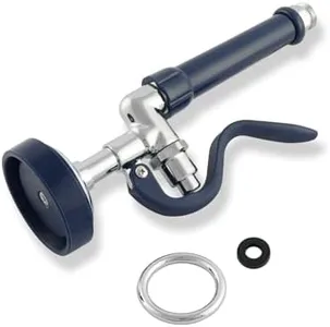 Phivan Commercial Sink Sprayer Head Pre Rinse Sprayer Commercial Faucet Parts 1.15 GPM Spray Valve Dish Sprayer Nozzle with Ergonomic Handle for Commercial Kitchen Faucet, Chrome Finished (Blue)