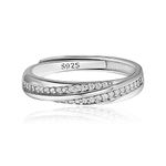 Meissa 2Pcs Couple Rings for Men and Women 925 Sterling Silver Wedding Band Matching Promise Rings Size Adjustable Handmade Bridal Jewelry Size 3-10 (3.8mm Width)