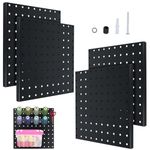 4pcs Peg Board, Metal Pegboard Panels Black Wall Pegboard Organizer Heavy Duty Peg Boards Wall Organizer Large Peg Boards for Walls Kitchen Garage Home Organization Craft Room 9.84x9.84"