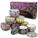 Scented Candles Gift Set 8 Pack Natural Soy Wax Candles in Decoration Tin with Essential Oil Relaxing Perfume for Room Aromatherapy Gifts for Women Mum Friends Birthday Mother's Day