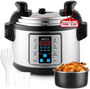 DRINTON Commercial Pressure Cooker, 15 Liter/15.8 Quart Large Pressure Cooker with 5 Preset Functions, 1700W Electric Pressure Pot Stainless Steel Canner with 24H Timer for 25-35 People Use
