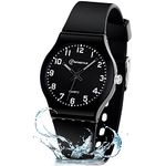 Edillas Kids Analog Watch for Girls Boys Waterproof Learning Time Wrist Watch Easy to Read Time WristWatches for Children (Black)