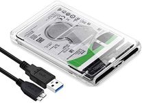 T Tersely 2.5-Inch SATA to USB 3.0 Tool-Free External Hard Drive Enclosure Adapter Case, Transparent LED Indicator 7mm/9.5mm SATA I/II/III/SSD/HDD Data Transfer PC/Laptop [Support UASP][Auto Sleep]