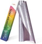 HTVRONT Silver Glitter HTV Heat Transfer Vinyl Roll - 10" x 8ft Glitter HTV Vinyl for Shirts, Glitter Iron on Vinyl for All Cutting Machine - Easy to Cut & Weed & Transfer (Rainbow Silver Glitter)