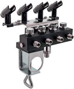 Master Airbrush Holder Station with 4-Way Air Splitter Manifold, Holds Up to 4 Airbrushes - Clamp on Work Table, Benchtop, Mount onto Compressor Air Filter Regulator - Regulated Hose Airflow Pressure