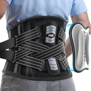 FEATOL Back Brace for Lower Back Pain Women Men, Removable Dual-Side Spine Lumbar Pad with Snug Fit, Adjustable Support Belt for Work, Gray, Size L 34.5-39"