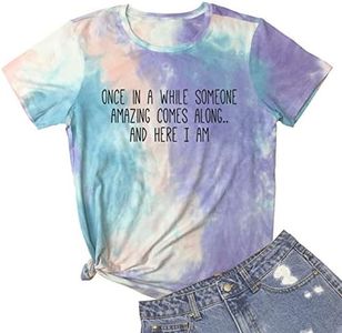 BLACKMYTH Women Graphic Tie Dye Tee Shirts Cute Tops Blue Purple Red Large