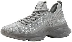 Steve Madden Women's Maxima Sneaker, Grey Rhinestone, 7 UK