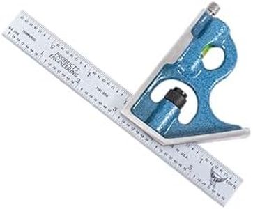PEC Tools 2-Piece Combination Square Set - 4R 6” Machinist Blade Cast Steel Head, Reversible Locking Bolt, Scribe, for Metalworking, Carpentry and Multiple Applications, Made in USA
