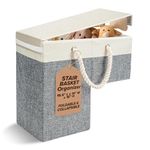 AA deLuxe | Stair Basket Organizer for Carpeted Stairs & Wooden Staircase. Versatile Sturdy Storage Bag for Climbing, Laundry, Shoe & Decor with Top Lid. Space-Saving Storage for Home Organization!