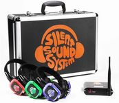 Silent Sound System Starter Package for House Party, Garden Event, Backyard Family Home Movies (9 RF LED Headphones + 1 Transmitter)