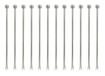 NJ Cocktail Picks 304 Stainless Steel Martini Olive Skewers Reusable Sticks Starter Toothpicks Fruit Stick, Salad Pick, Fruit Chaat picks, Olive Fork, Perfect for Party Home Bar - 4.3 Inches: 12 Pcs